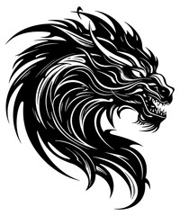 angry dragon head tattoo illustration, angry dragon head vector illustration, angry dragon head mascot logo illustration