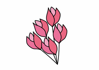 ピンク系のお花のイラスト