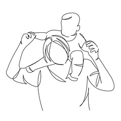 mother with a child on her shoulders