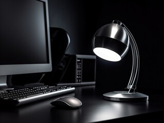desk lamp and computer