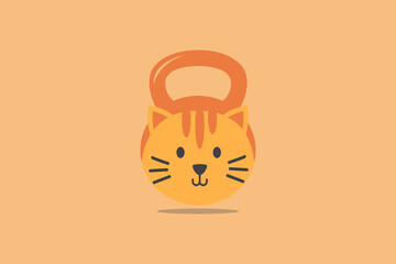 Cute Cats Kettle Bell Fitness GYM Logo design template element vector