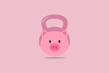 Cute Pigs Kettle Bell Fitness GYM Logo design template element vector