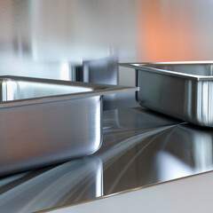 gros plan sur bac inox