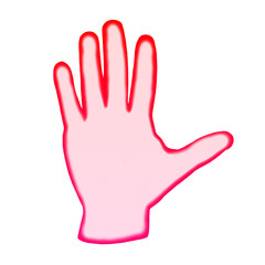 Illustration of red watercolor palm