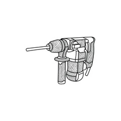 Rotary Hammer Machine Line Art Creative Design