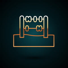 Gold line Abacus icon isolated on dark blue background. Traditional counting frame. Education sign. Mathematics school. Vector