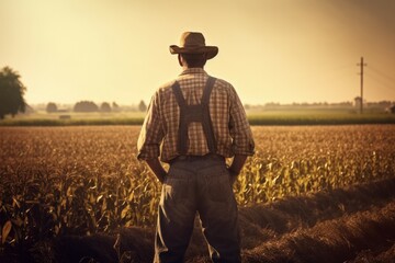 American farmer man. Generate Ai - obrazy, fototapety, plakaty