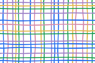 Seamless pattern of multicolored doodle lines on a white background