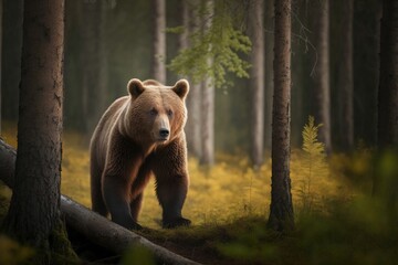 Brown Bear In Forest