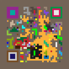 Multicolor vector background, banner. Fantasy on the theme of QR code.	