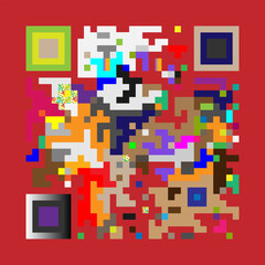 Multicolor vector background, banner. Fantasy on the theme of QR code.	