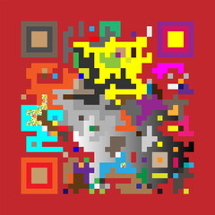 Multicolor vector background, banner. Fantasy on the theme of QR code.	