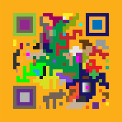 Multicolor vector background, banner. Fantasy on the theme of QR code.	