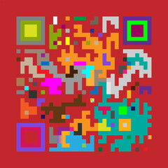 Multicolor vector background, banner. Fantasy on the theme of QR code.	