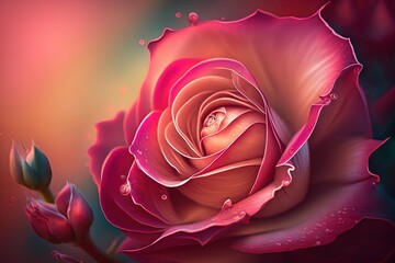 Fototapeta na wymiar Fantasy classic valentine's day Rose flower on background blurry pink roses flower in the garden of roses