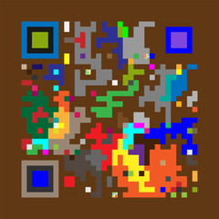 Multicolor vector background, banner. Fantasy on the theme of QR code.	