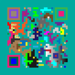 Multicolor vector background, banner. Fantasy on the theme of QR code.	