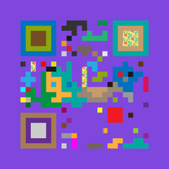 Multicolor vector background, banner. Fantasy on the theme of QR code.	