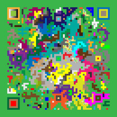 Multicolor vector background, banner. Fantasy on the theme of QR code.	