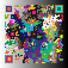 Multicolor vector background, banner. Fantasy on the theme of QR code.	