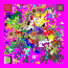 Multicolor vector background, banner. Fantasy on the theme of QR code.	