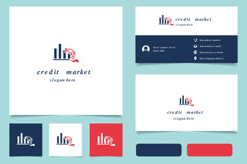 Credit market logo design with editable slogan. Branding book and business card template.