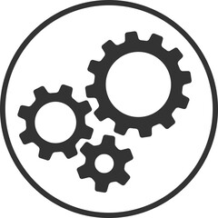 Metal gears and cogs vector. Gear icon flat design. Mechanism wheels logo. Cogwheel concept template.