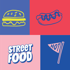 Doodle street food slice illustration. Vector design hand drawn.