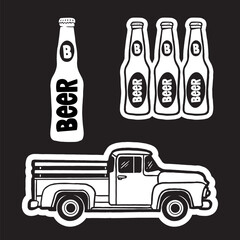 Doodle craft beer illustration. Vector beer elements.