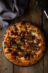 Pizza with barbecue sauce from the oven