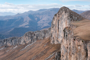 View of Mount Dimats on cloudy autumn day. Dilijan National Park, Tavush Province, Armenia.