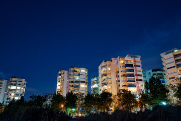 Naklejka premium Beautiful night landscape with city. Antalya, Turkey.