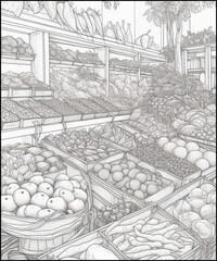 Vegetables in Supermarket Coloring Pages