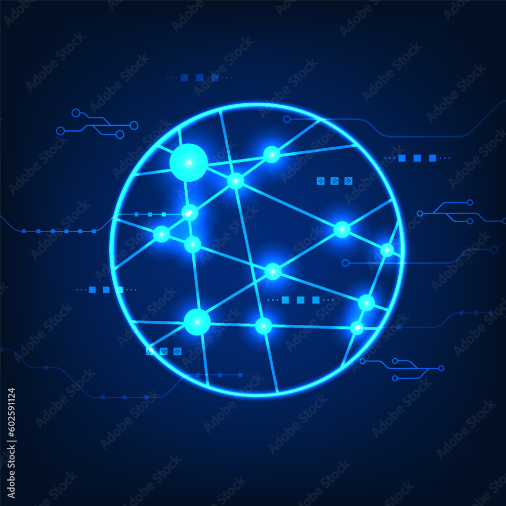 Poster technology abstract background hub that connects the technology to process the data is responsible f