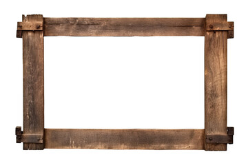 PNG high resolution Old rustic Wooden photo frame or old rustic wood frame. generative ai	