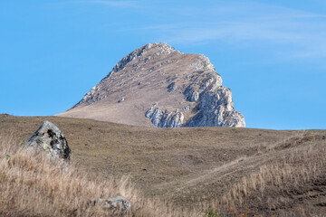 View of Mount Dimats on sunny autumn day. Dilijan National Park, Tavush Province, Armenia.