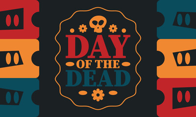 Day of the Dead in November. A holiday dedicated to the memory of the dead. Celebrate annual in Mexico and other Latin American countries. Mexican and Hispanic tradition pattern and texture with skull