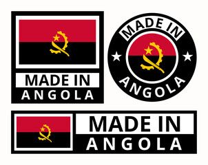 Vector set made in Angola design product labels business icons illustration