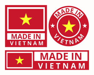 Vector set made in vietnam design product labels business icons illustration