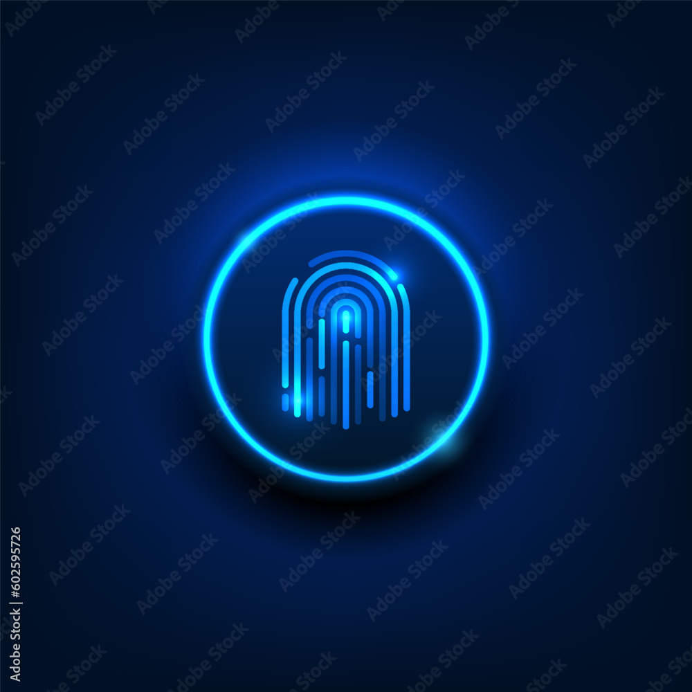 Poster fingerprint scanner button technology background used in identity verification to access important i