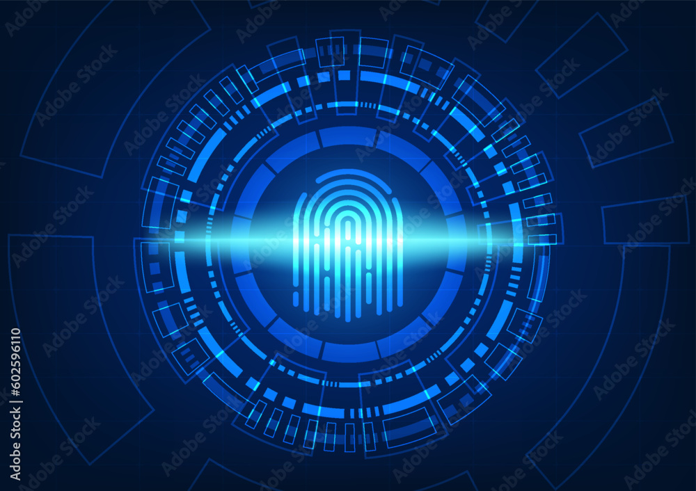 Poster fingerprint scanner technology smart background used for identity verification to access important i