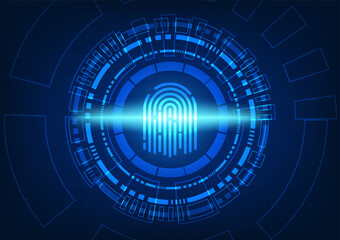 Fingerprint scanner technology smart background used for identity verification to access important information. It is a technology for protecting personal information. modern engineering technology.