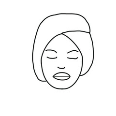 woman face spa relax hand drawn doodle