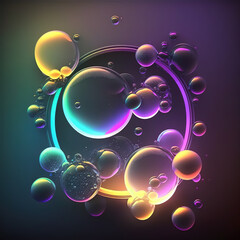 A pink and blue background with bubbles and water. Generative AI