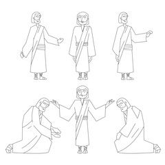 Man in different poses, Jesus in different poses
