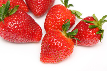 fresh juicy appetizing strawberries on a white background isolate studio shooting 1