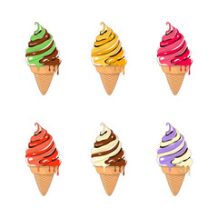Ice cream color illustrations set