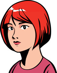  Portrait of a young woman. Colorful vector illustrations. Cartoon style. Flat design.