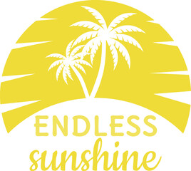 Summer logo with sun and palms vector illustration isolated on white. ZIP file contains EPS, JPEG and PNG formats.