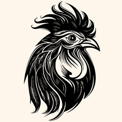Rooster vector for logo or icon,clip art, drawing Elegant minimalist style,abstract style Illustration	
